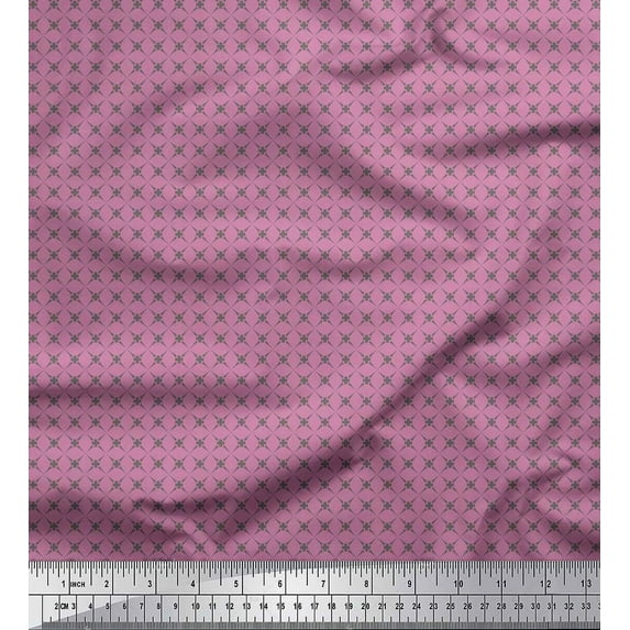 Soimoi Purple Poly Georgette Fabric Geometrical Star Geometric Printed Fabric 1 Yard 42 Inch Wide