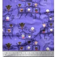 thumbnail image 1 of Soimoi Purple Poly Georgette Fabric Hat & Devil Cartoon Fabric Prints By Yard 42 Inch Wide, 1 of 1