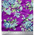 thumbnail image 1 of Soimoi Purple Poly Georgette Fabric Leaves & Begonia Floral Printed Craft Fabric by the Yard 42 Inch Wide, 1 of 3