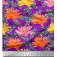 thumbnail image 1 of Soimoi Purple Poly Georgette Fabric Leaves & Water Lily Floral Print Fabric by the Yard 52 Inch Wide, 1 of 3