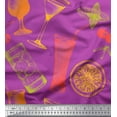 thumbnail image 1 of Soimoi Purple Poly Georgette Fabric Lemon Slice & Soft Drinks Summer Designs Print Sewing Fabric Yard 52 Inch Wide, 1 of 1