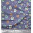 thumbnail image 1 of Soimoi Purple Poly Georgette Fabric Satellite & Planet Galaxy Fabric Prints By Yard 52 Inch Wide, 1 of 3