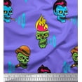 thumbnail image 1 of Soimoi Purple Rayon Crepe Fabric Skull Halloween Print Fabric by the Yard 46 Inch Wide, 1 of 1