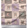 thumbnail image 1 of Soimoi Purple Rayon Crepe Fabric Text & Owl Cartoon Print Sewing Fabric Yard 46 Inch Wide, 1 of 3