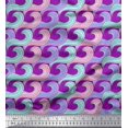 thumbnail image 1 of Soimoi Purple Rayon Fabric Artistic Waves Abstract Printed Craft Fabric by the Yard 56 Inch Wide, 1 of 3