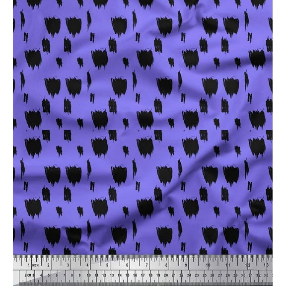 Soimoi Purple Rayon Fabric Brush Stroke Abstract Print Fabric by the Yard 56 Inch Wide