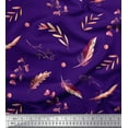 thumbnail image 1 of Soimoi Purple Rayon Fabric Leaves & Feather Print Fabric by the Yard 56 Inch Wide, 1 of 3