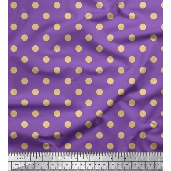 Soimoi Purple Rayon Fabric Polka Dots Print Sewing Fabric Yard 42 Inch Wide