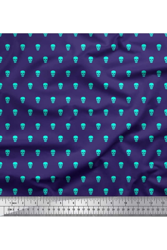 Purple Rayon Fabric Skull Skull Print Sewing Fabric Yard 42 Inch Wide