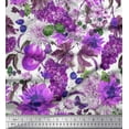 thumbnail image 1 of Soimoi Purple Satin Silk Fabric Grapes & Sunflower Flower Print Fabric by The Yard 42 Inch Wide, 1 of 1