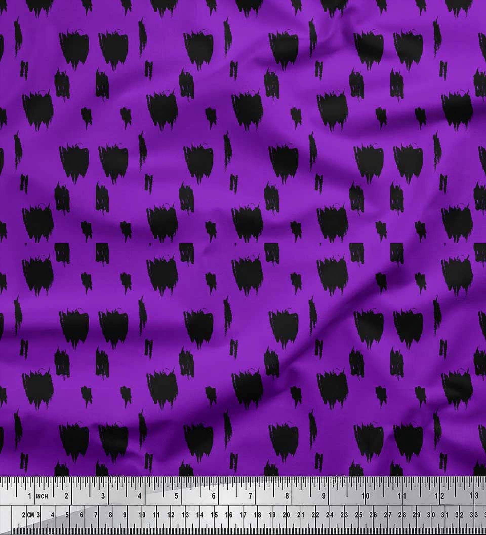 Soimoi Purple Silk Fabric Brush Stroke Abstract Printed Craft Fabric by the Yard 42 Inch Wide