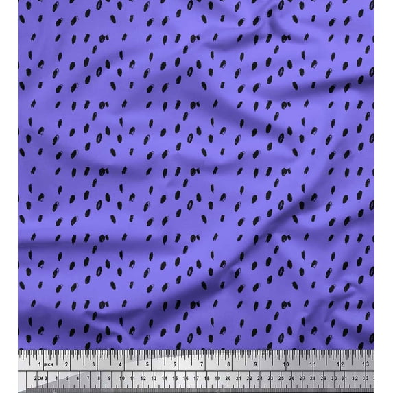 Soimoi Purple Silk Fabric Brush Stroke Abstract Printed Craft Fabric by the Yard 42 Inch Wide