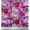 thumbnail image 1 of Soimoi Purple Silk Fabric Pink & Purple Floral Watercolor Print Sewing Fabric BTY 42 Inch Wide, 1 of 1