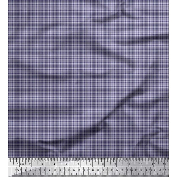 Soimoi Purple Silk Fabric Plaid Check Decor Fabric Printed Yard 42 Inch Wide
