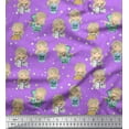 thumbnail image 1 of Soimoi Purple Velvet Fabric Cute Girl & Dots Printed Craft Fabric by the Yard 58 Inch Wide, 1 of 3