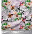 thumbnail image 1 of Soimoi Purple Velvet Fabric Leaves,Hummingbird & White Floral Fabric Prints by Yard 58 Inch Wide, 1 of 1