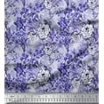 thumbnail image 1 of Soimoi Purple Velvet Fabric Leaves,Periwinkle & Camellia Floral Print Fabric by the Yard 58 Inch Wide, 1 of 1