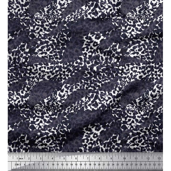 Soimoi Purple Velvet Fabric Leopard Animal Skin Decor Fabric Printed Yard 58 Inch Wide