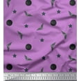 thumbnail image 1 of Soimoi Purple Velvet Fabric Moon,Star & Bats Halloween Printed Fabric 1 Yard 58 Inch Wide, 1 of 3