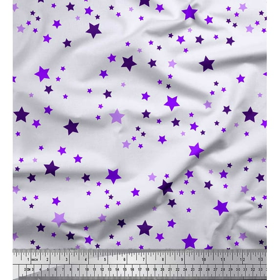 Soimoi Purple Velvet Fabric Stars Star Fabric Prints By Yard 58 Inch Wide