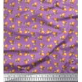 thumbnail image 1 of Soimoi Purple Velvet Fabric Stripe & Orange Fruits Print Fabric by Yard 58 Inch Wide, 1 of 3