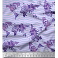 thumbnail image 1 of Soimoi Purple Velvet Fabric Waves & World Map Print Sewing Fabric Yard 58 Inch Wide, 1 of 3