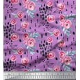 thumbnail image 1 of Soimoi Purple Viscose Chiffon Fabric Brush Stroke & Ranunculus Floral Decor Fabric Printed Yard 42 Inch Wide, 1 of 3