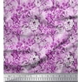 thumbnail image 1 of Soimoi Purple Viscose Chiffon Fabric Leaves,Periwinkle & Camellia Floral Print Sewing Fabric Yard 42 Inch Wide, 1 of 1