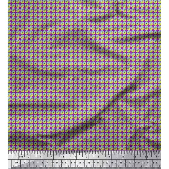 Soimoi Purple polyester Crepe Fabric Artistic Waves Abstract Fabric Prints By Yard 42 Inch Wide