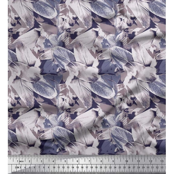 Soimoi Purple polyester Crepe Fabric Brush Stroke Abstract Decor Fabric Printed Yard 42 Inch Wide
