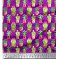 thumbnail image 1 of Soimoi Purple polyester Crepe Fabric Cactus With Conical Pot Tree Print Sewing Fabric Yard 42 Inch Wide, 1 of 3