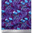thumbnail image 1 of Soimoi Purple polyester Crepe Fabric Flower & Leaves Watercolor Print Fabric by Yard 52 Inch Wide, 1 of 1