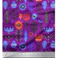 thumbnail image 1 of Soimoi Purple polyester Crepe Fabric Leaves & Floral Folk Art Print Fabric by the Yard 42 Inch Wide, 1 of 3