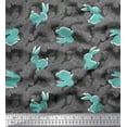 thumbnail image 1 of Soimoi Rayon Crepe Fabric Artistic Floral & Rabbit Animal Print Sewing Fabric Yard 46 Inch Wide, 1 of 1