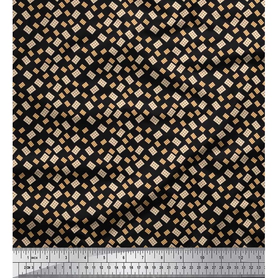 Soimoi Rayon Crepe Fabric Biscuit Food Print Sewing Fabric Yard 46 Inch Wide