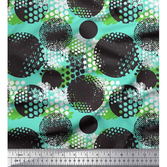 Soimoi Rayon Crepe Fabric Brush Stroke & Dots Abstract Printed Craft Fabric by The Yard 46 Inch Wide