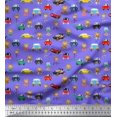 thumbnail image 1 of Soimoi Rayon Crepe Fabric Cartoon Girl & Car Transport Decor Fabric Printed Yard 46 Inch Wide, 1 of 1