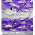 thumbnail image 1 of Soimoi Rayon Crepe Fabric Clouds & Flying Swift Bird Printed Fabric 1 Yard 46 Inch Wide, 1 of 1