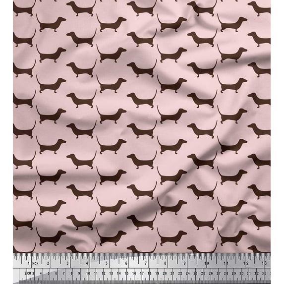 Soimoi Rayon Crepe Fabric Dachshund Dog Decor Fabric Printed Yard 46 Inch Wide