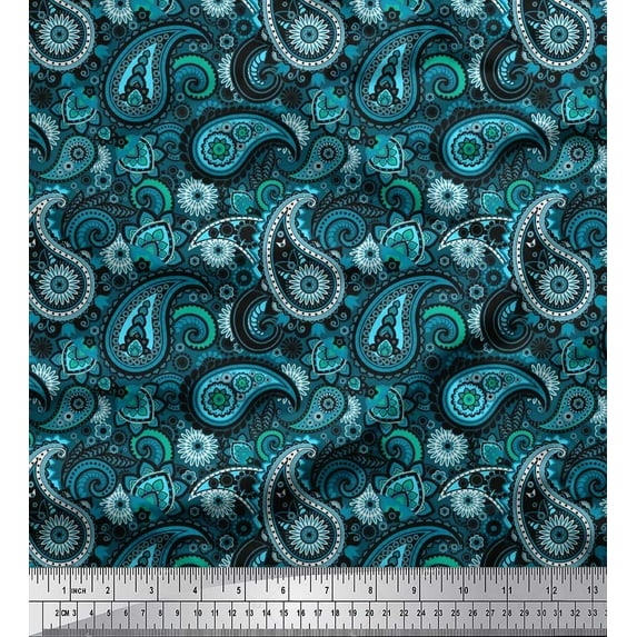 Soimoi Rayon Crepe Fabric Floral & Paisley Fabric Prints by Yard 46 Inch Wide