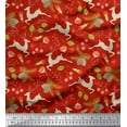 thumbnail image 1 of Soimoi Rayon Crepe Fabric Leaves & Reindeer Animal Fabric Prints by Yard 46 Inch Wide, 1 of 1