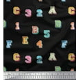 thumbnail image 1 of Soimoi Rayon Crepe Fabric Numbers & Alphabets Text Printed Fabric 1 Yard 46 Inch Wide, 1 of 1
