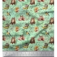 thumbnail image 1 of Soimoi Rayon Crepe Fabric Owl,Squirrel & Rabbit Animal Decor Fabric Printed Yard 46 Inch Wide, 1 of 1