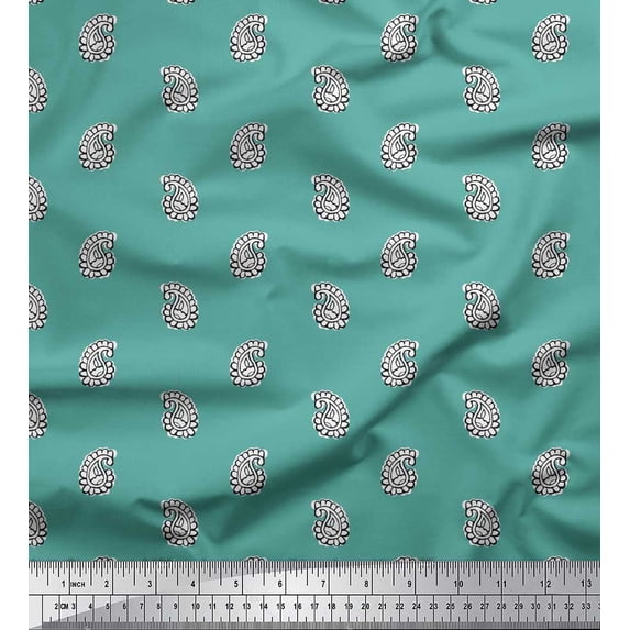 Soimoi Rayon Crepe Fabric Paisley Block Decor Fabric Printed Yard 46 Inch Wide