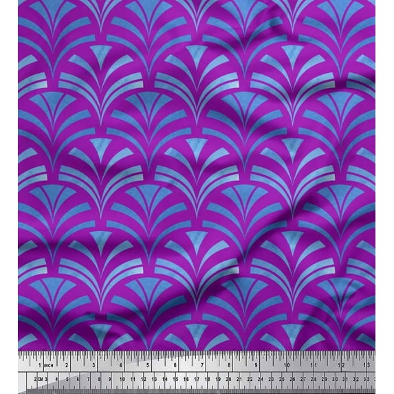 Soimoi Rayon Crepe Fabric Scales Geometric Printed Craft Fabric by the Yard 46 Inch Wide