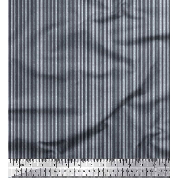Soimoi Rayon Crepe Fabric Stripe Small Decor Fabric Printed Yard 46 Inch Wide