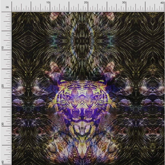 Soimoi Rayon Crepe Fabric Tiger Panel Print Fabric by The Yard 46 Inch Wide