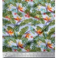 thumbnail image 1 of Soimoi Rayon Crepe Fabric Tropical Leaves,Plumeria & Heliconia Floral Printed Craft Fabric by The Yard 46 Inch Wide, 1 of 1