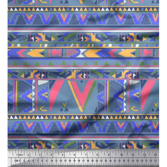 Soimoi Rayon Fabric Abstract Stripe Print Fabric by Yard 56 Inch Wide