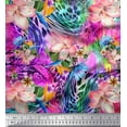 thumbnail image 1 of Soimoi Rayon Fabric Animal Skin & Tropical Flower Printed Fabric 1 Yard 42 Inch Wide, 1 of 1